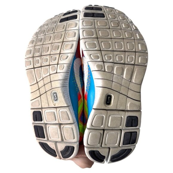 RARE Nike Free Flyknit+‎ Electric Green Rainbow Volt Sz 9.5 Mens Shoe 615805-316 - Picture 5 of 6